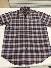Orvis Luxury Flannel Shirt Men s Medium Blue Brown Plaid 100 Cotton