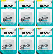 REACH Cool Mint Dental Floss, Fresh Mint, for Adults Kids, 6 Pack, 55 yd