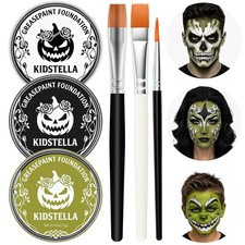 Black White Ogre Green Face Body Paint, Oil Based Halloween Makeup Set