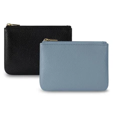 Leather Coin Purse Pouch Change Holder Small With Zipper for Men Women