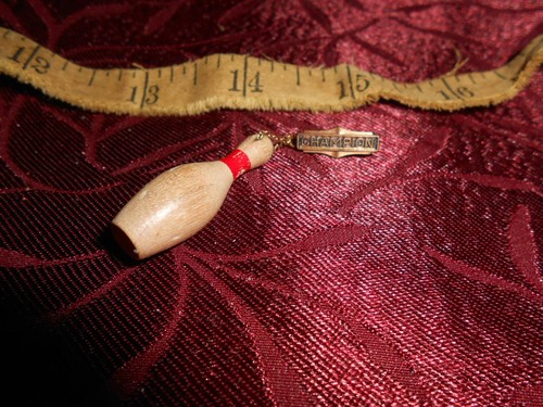 Vintage Champion Bowling Pin Brooch - Pin Turned Wood