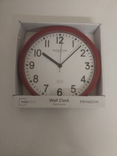 Mainstays Basic Indoor 8.78" Red Analog Round Modern Wall Clock
