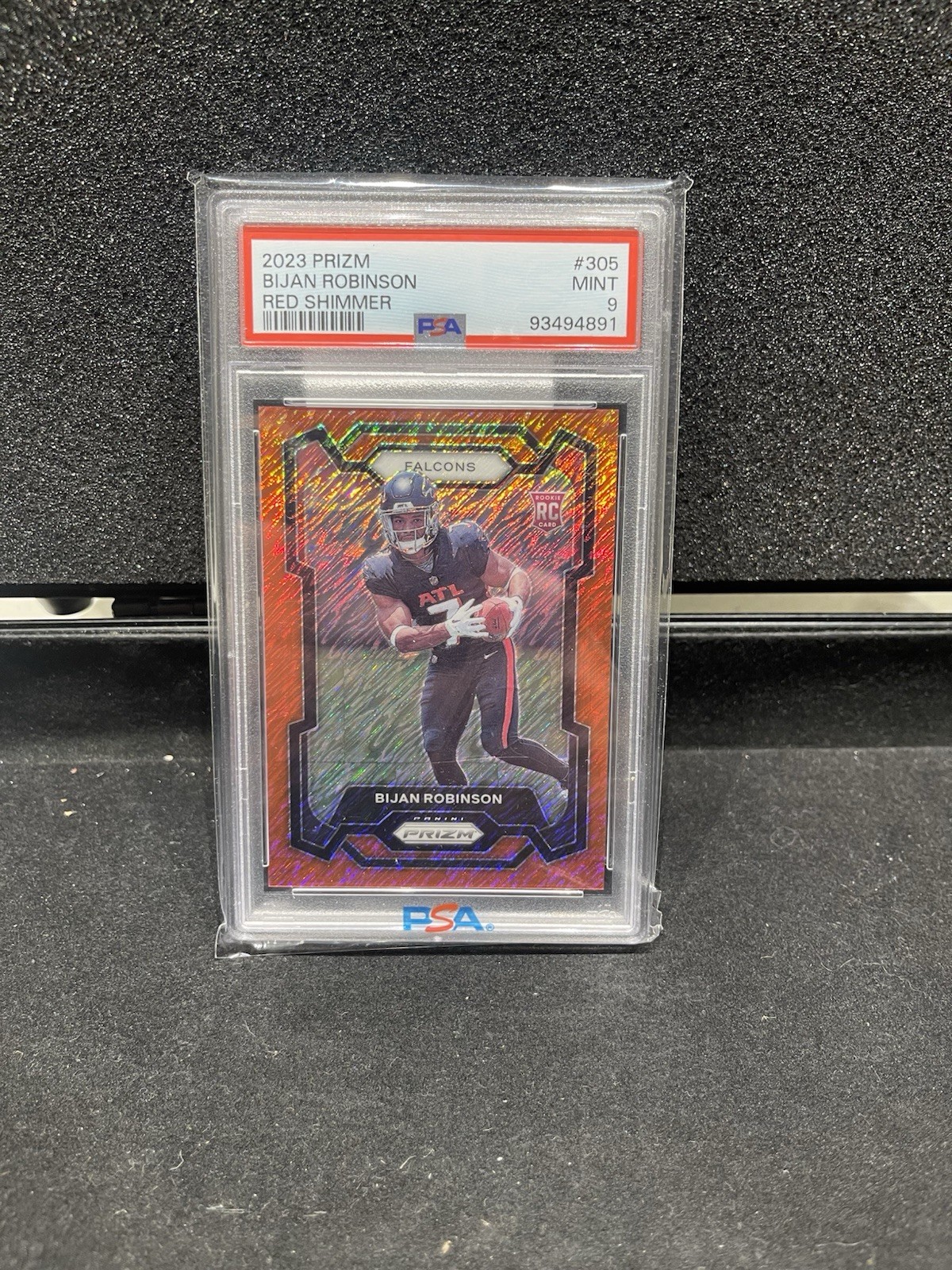 Bijan Robinson 2023 Prizm Red Shimmer FOTL /35 Rookie #305 PSA 9 Falcons