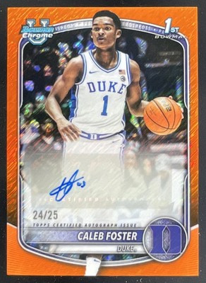 2025-26 Bowman Chrome Prospect Orange Shimmer #CPA-CF Caleb Foster RC Auto /25