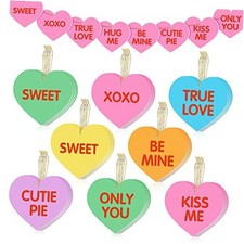 48 Pieces Valentine's Day Felt Heart Ornaments Conversation Heart Ornaments