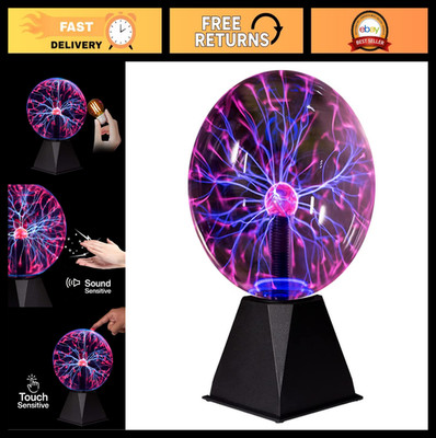 7'' Plasma Ball Lamp - Touch & Sound Sensitive Electric Nebula Light for Parties,
