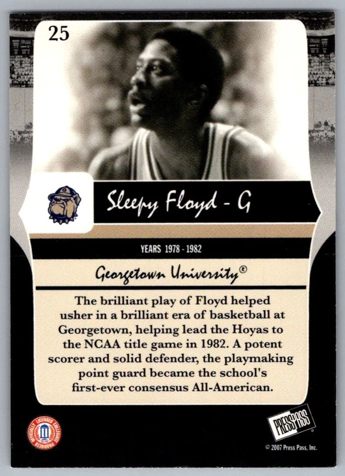 2006-07 Press Pass Legends Sleepy Floyd Georgetown Hoyas #25 - Image 2 of 2