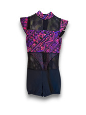 Dansco Dance Costume Competition Leotard Purple Pink Black Child Medium MC