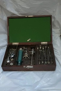 Antique Scannell Blood Transfusion Set In Wood Box