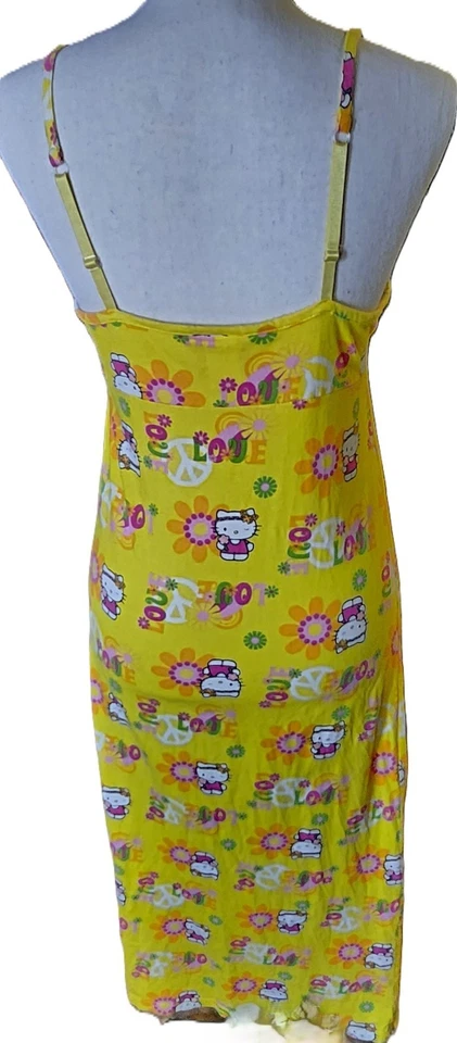 Vestido de noche largo con tiras de espagueti amarillo talla L de Hello Kitty para mujer, pijamas, vestido Foto 3 de 4