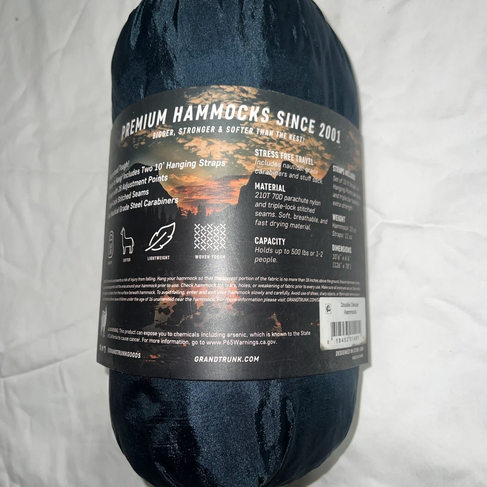 Hamaca de nailon paracaídas Grand Trunk doble de lujo, correas extra largas, (400 lb) Foto 3 de 3