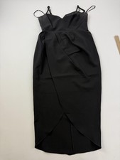City Chic Dress Womens XXS/12 Black Sweetheart Strappy Bodycon Midi Wrap