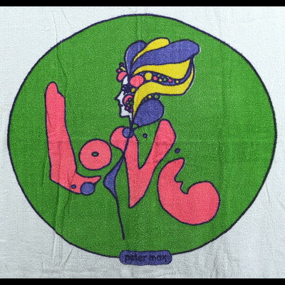 Peter Max Love Beach Bath Towel Vintage 1960s Psychedelic Pop Art