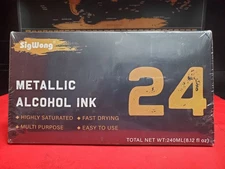 SigWong Metallic Alcohol Ink Set - 24 Colors, 10ml Each, Shimmer Mixatives fo