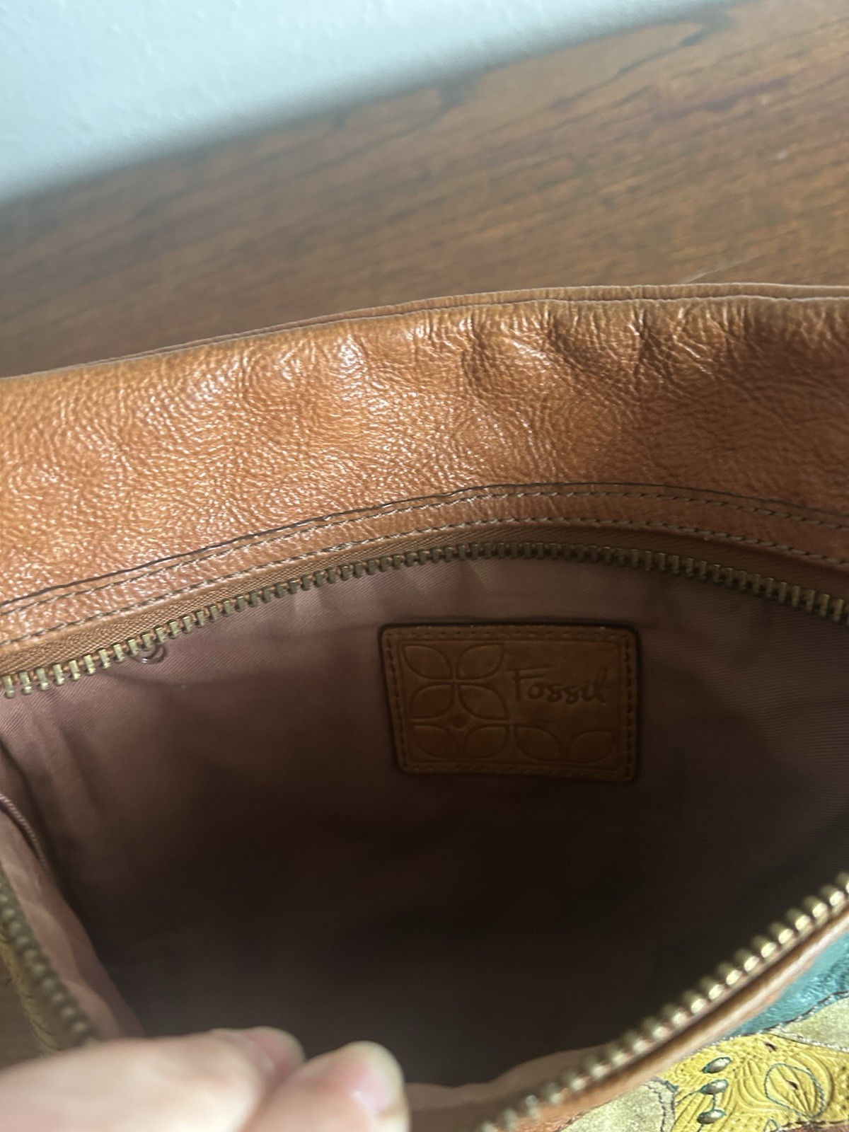 Fossil Multi Color Patchwork Leather Boho Hippie … - image 10