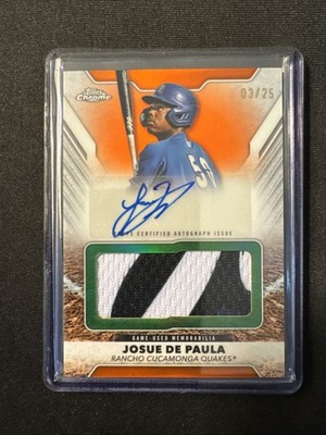 2025 Topps Pro Debut Josue De Paula Jumbo Relic Auto Orange Refractor /25 Dodger