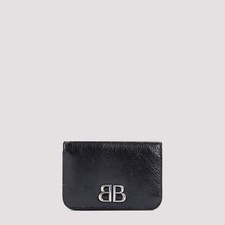 Balenciaga Monaco Fla Ca Hol Black Leather Card Holder New  Authentic