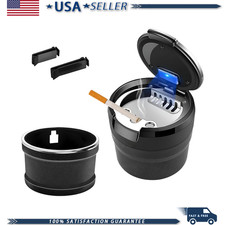 Car Ashtray Lid Detachable Smell-proof Cup Holder Trash Can Led Light Easy Cle
