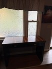 Computer Desk 52x20x35 in, 2 Drawers, Medium Wood Brown Top, Black Base — photo 2