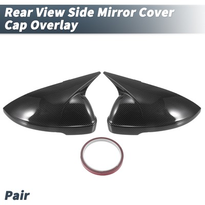 Pair Rearview Mirror Cover Overlay Black Carbon Fiber for Volkswagen Passat