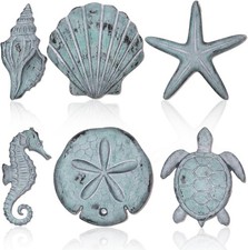 6 Pcs Beach Wall Decor Summer Coastal Ocean Wall Art Vintage Seashell Starfish N