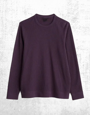 Herren Seasalt Shallows Jackline Waffel Jersey Top Aubergine Waffel Rundhalsausschnitt