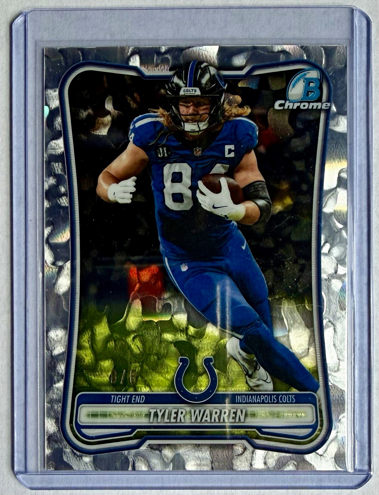 2026 Bowman Chrome Tyler Warren FDI Exclusive Parallel 8/8 #BCV-44 Colts Bookend