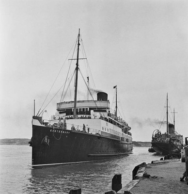 The TSS Canterbury passenger ferry arrives at Calais Harbour a cro- Old Photo