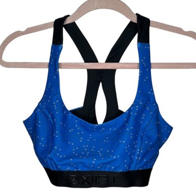 2XIST Women's Sports Bra Blue Triangle Print Racerback Athletic Gym Large NWT