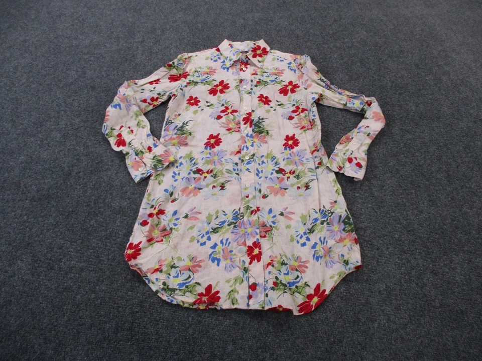 Vestido Polo Ralph Lauren Para Mujer 2 Lino Floral Camisa Ligero Preppy Clásico Foto 2 de 4