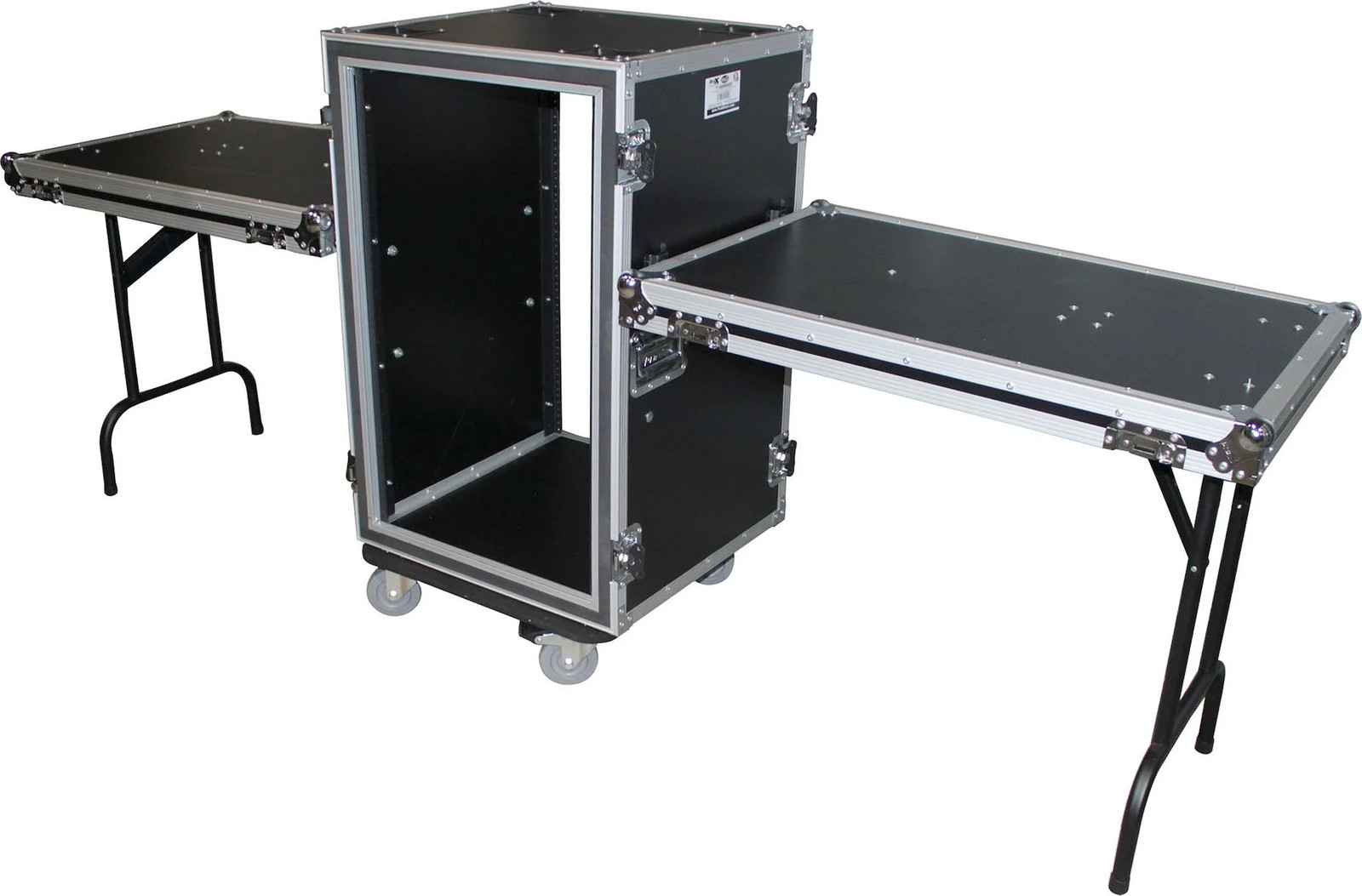 16U Vertical Shockproof Amp/Rack Case W/Dual Side Tables and 4 Casters (24" R...