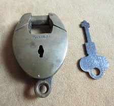 Rare Antique Brass Crab padlock Star Works 1870 with Key Custer Period 1870s
