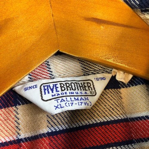 Five Brothers Tallman Flannel Shirt XL Blue Red Plaid Made USA Button Vintage - Picture 2 of 9