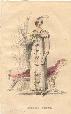 DAMEN MONATLICHES MUSEUM Regency Mode Teller ABENDKLEID AUGUST 1812