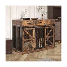 Saudism Dog Crate Furniture for Large Dog or 2 Small Dogs, Wooden Large Dog K...