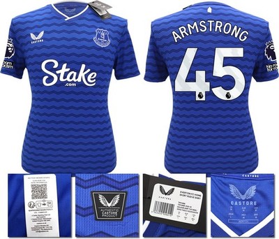 BNWT 2025 2026 EVERTON CASTORE HOME SHIRT ARMSTRONG 45 + PATCHES LARGE