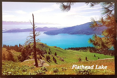 Nostalgische Ansichtskarte, Flathead-Lake Montana, USA,Wild-Horse-Island, Urlaub