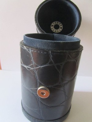ROCHAS RUNDE SCHACHTEL KUNSTLEDER BLAU FÜR FLASCHE - Höhe 15,5 cm - Durchmesser 8 c