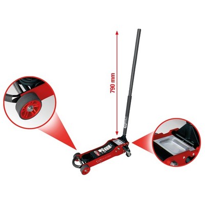 KS Tools Aluminium Trolley Jack 2t Hydraulic Shunting Jack SlimPOWER