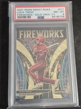 2021 Prizm Draft Picks Luca Tresh NC State Fireworks Gold Vinyl 1/1 PSA 8