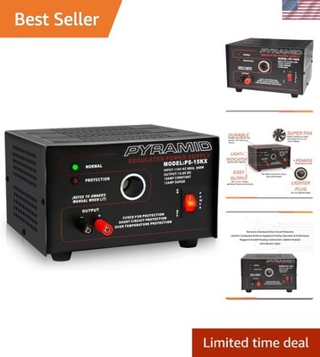 Car Audio 10-Amp Power Supply with Car-Charger Adapter
