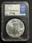 2018 Silver Eagle S$1 First Day NGC MS 70 HAND SIGNED BY MOY -  BLACK CORE!!!