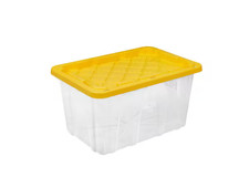 27 Gal. Tough Storage Tote in Clear with Yellow Lid