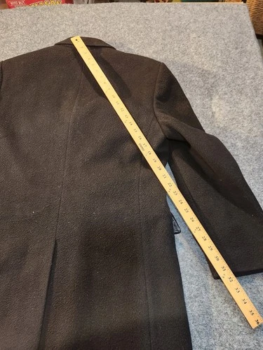 NINO CERRUTI Rue Royale Trench Coat Men 40R Black Cashmere Wool Blend Overcoat image 11