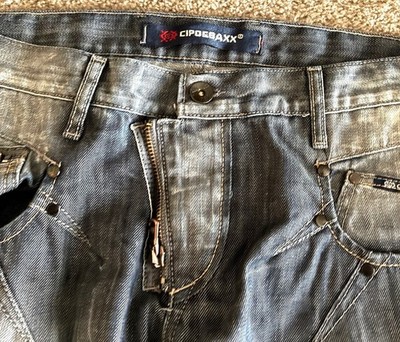 Cipo & Baxx 38X36 Men's Jeans Blue Regular-Fit Multi-Pocket/Zipper  Trendy Used