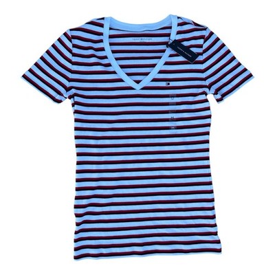 Tommy Hilfiger Damen V-Neck Shirt T-Shirt gestreift Größe wählbar