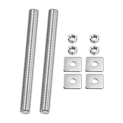 2 Pcs Fully Threaded Rod, M8 x 80mm Thread Bar Studs with Nuts, Square Washer