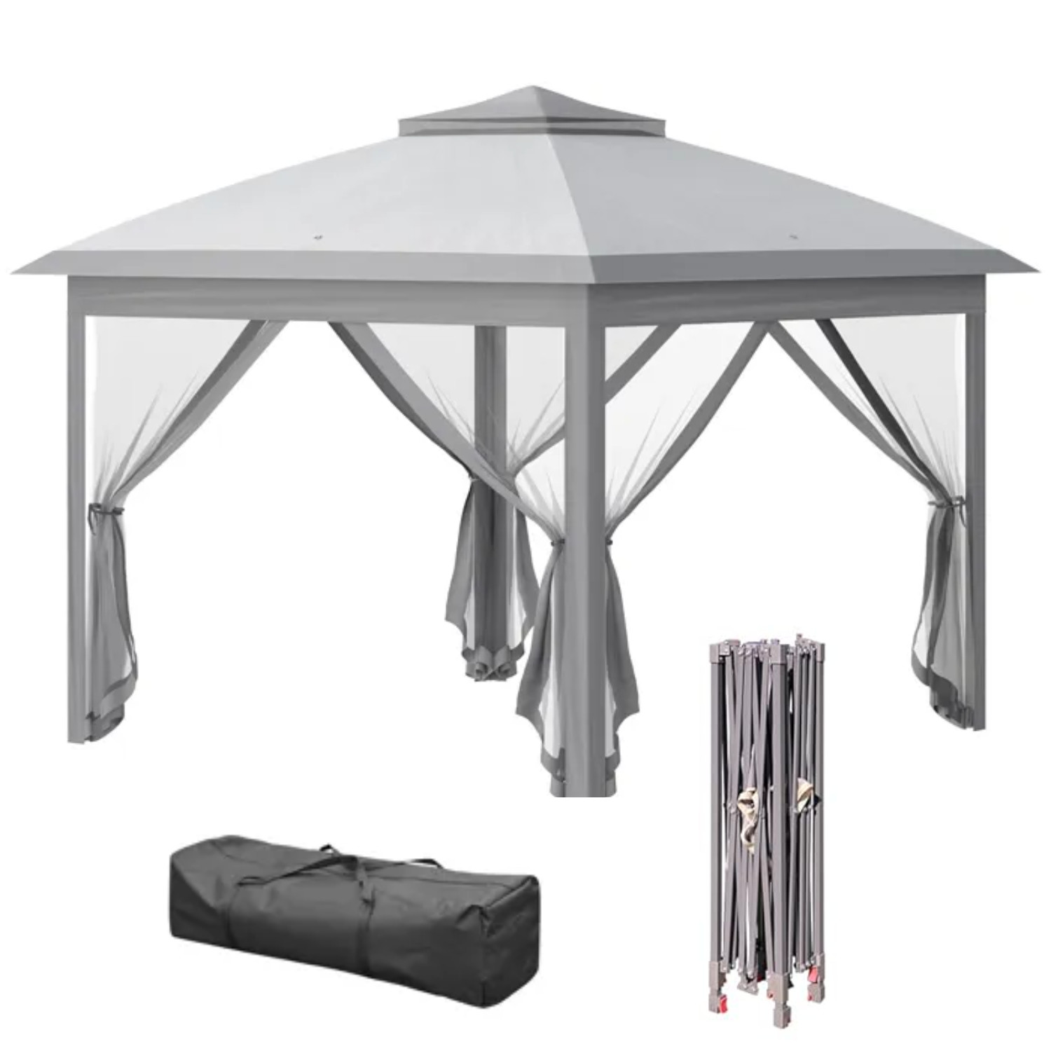 Tonnelle barnum jardin pliable pop-up 3.3x3.3m Oxford moustiquaires tente de réception