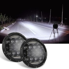 7 Inch Round Black LED Headlights Hi/Lo Beam Bulb for Jeep Wrangler JK TJ CJ LJ