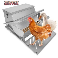 Weatherproof Automatic Chicken Feeder, 20lb Capacity Galvanized Steel Feeder